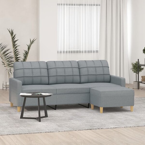 3místná pohovka s podnožkou světle šedá 180 cm textil 3201001