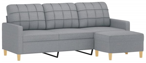 3místná pohovka s podnožkou světle šedá 180 cm textil 3201001
