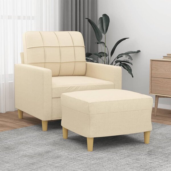 Křeslo s podnožkou krémové 60 cm textil 3200995