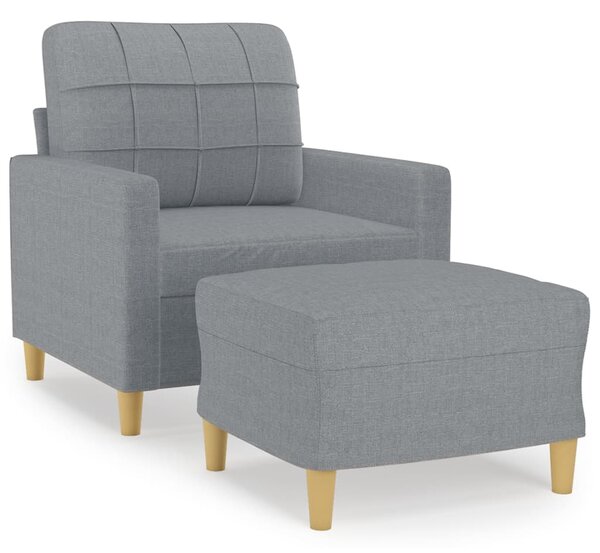 Křeslo s podnožkou světle šedé 60 cm textil 3200993