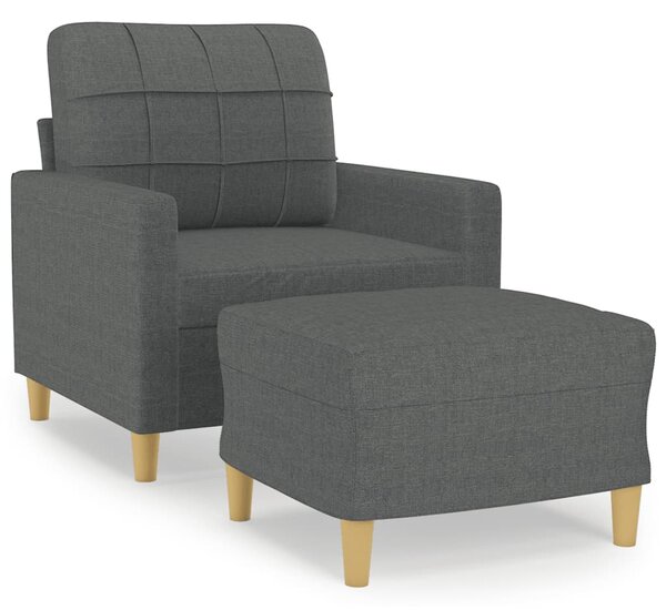 Křeslo s podnožkou tmavě šedé 60 cm textil 3200994