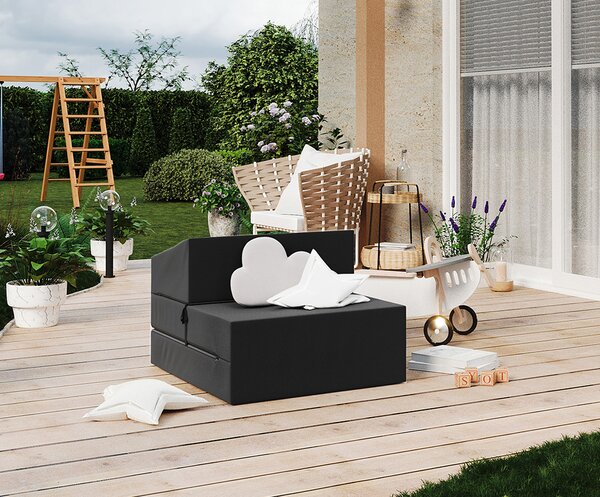 Rozkládací zahradní pohovka SUZI GARDEN ČERNÁ voděodolná 70x200 výška 14 cm