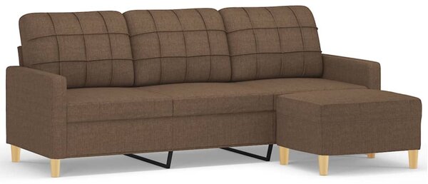 3místná pohovka s podnožkou hnědá 180 cm textil 3201004