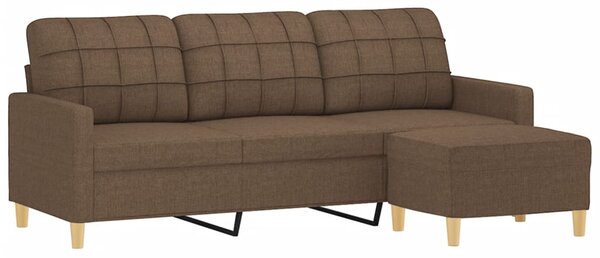 3místná pohovka s podnožkou hnědá 180 cm textil 3201004