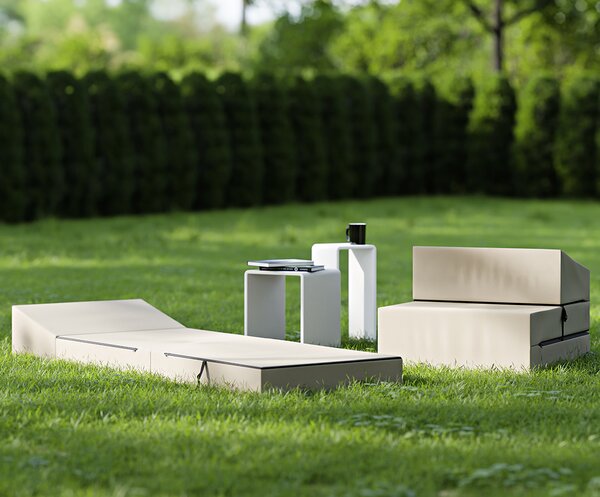 Rozkládací zahradní pohovka SUZI GARDEN BÉŽOVÁ voděodolná 70x200 výška 14 cm