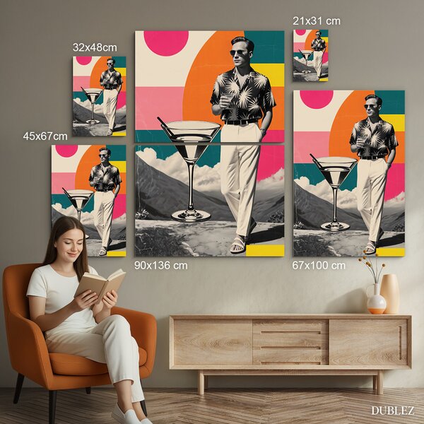 DUBLEZ | Retro pop art obraz - Gentleman s Martini | UV tisk, Premium