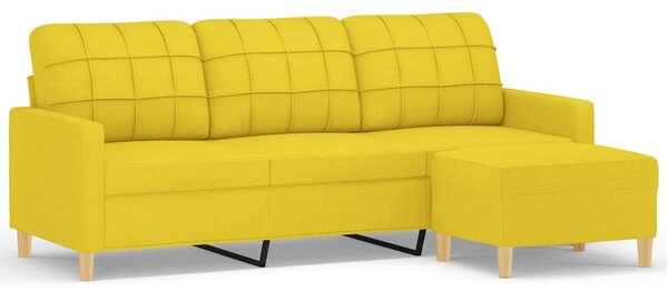 3místná pohovka s podnožkou světle žlutá 180 cm textil 3201006