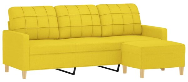 3místná pohovka s podnožkou světle žlutá 180 cm textil 3201006