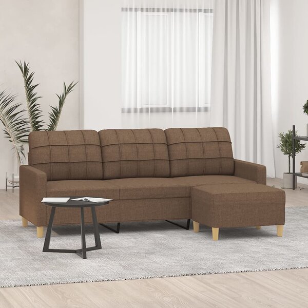 3místná pohovka s podnožkou hnědá 180 cm textil 3201004