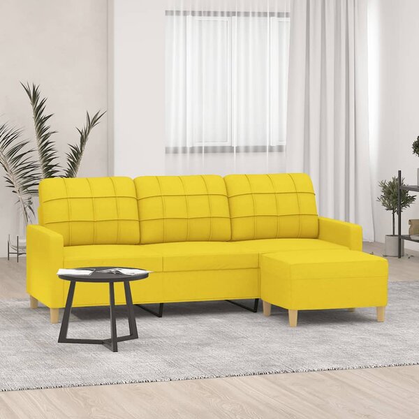 3místná pohovka s podnožkou světle žlutá 180 cm textil 3201006