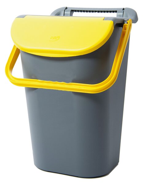 BELLI e FORTI s.r.l. Belli E Forti koš na tříděný odpad TOWER, stohovatelný, šedý, plast, žluté víko, 40 L