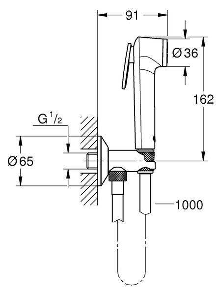 GROHE Tempesta-F Trigger Spray 30 - Nástěnný set se samouzavíracím rohovým ventilem 1 proud, Chrom 26358000