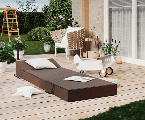 Rozkládací zahradní pohovka SUZI GARDEN HNĚDÁ voděodolná 70x200 výška 14 cm