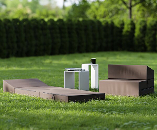 Rozkládací zahradní pohovka SUZI GARDEN HNĚDÁ voděodolná 70x200 výška 14 cm