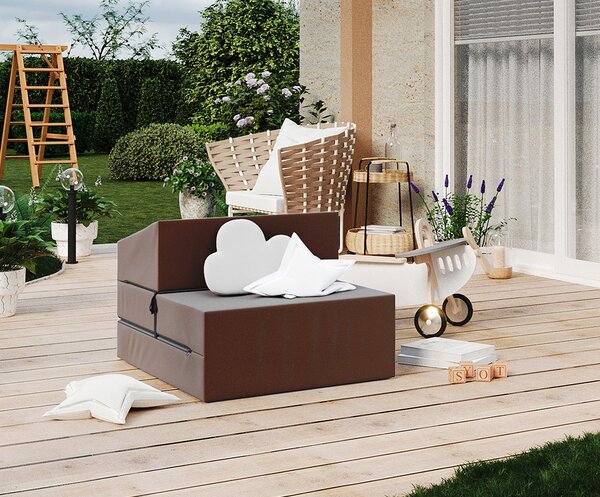 Rozkládací zahradní pohovka SUZI GARDEN HNĚDÁ voděodolná 70x200 výška 14 cm