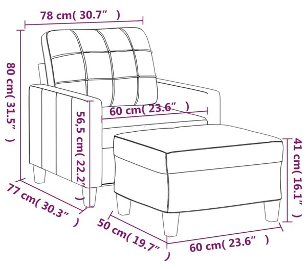 Křeslo s podnožkou krémové 60 cm umělá kůže 3201010