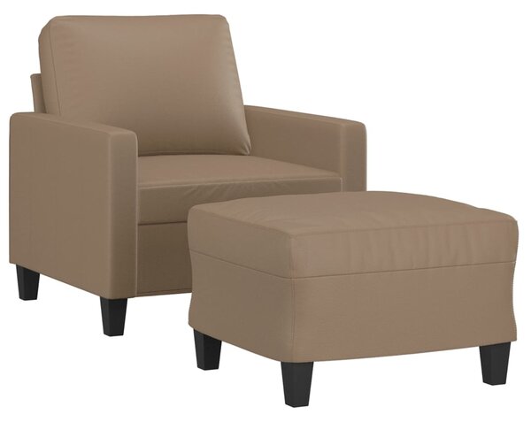 Křeslo s podnožkou cappuccino 60 cm umělá kůže 3201023