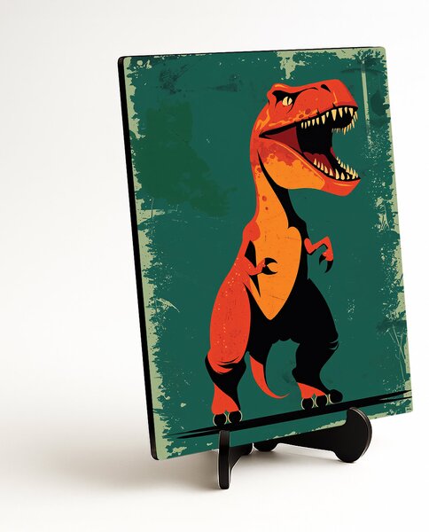 DUBLEZ | Dětský retro obraz - T-Rex | UV tisk, Premium
