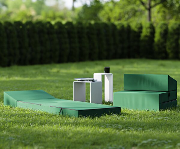 Rozkládací zahradní pohovka SUZI GARDEN ZELENÁ voděodolná 70x200 výška 14 cm