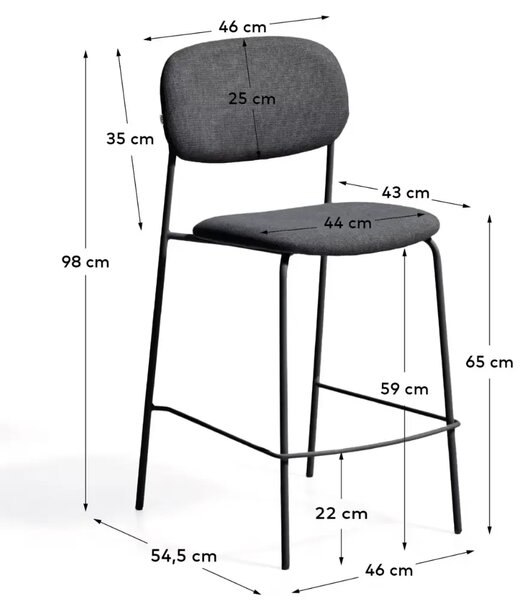 LÉTO -15% Kave Home Šedá barová židle Meli 65 cm