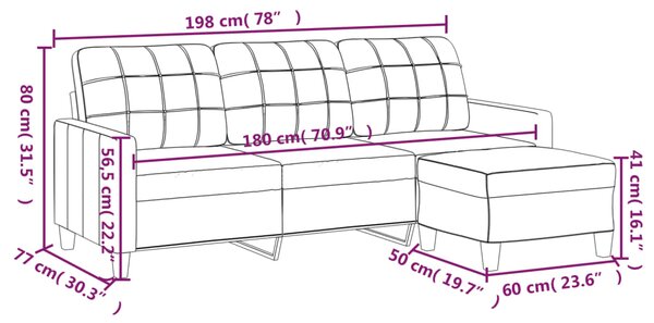 3místná pohovka s podnožkou cappuccino 180 cm umělá kůže 3201018
