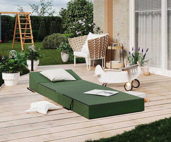 Rozkládací zahradní pohovka SUZI GARDEN ZELENÁ voděodolná 70x200 výška 14 cm