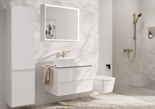 Hansgrohe Tecturis E Páková umyvadlová baterie 240 Fine CoolStart EcoSmart+ pro umyvadlové mísy s odtokovou soupravou Push-Open, kartáčovaný bronz 73070140