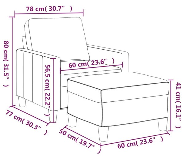 Křeslo s podnožkou krémové 60 cm umělá kůže 3201020
