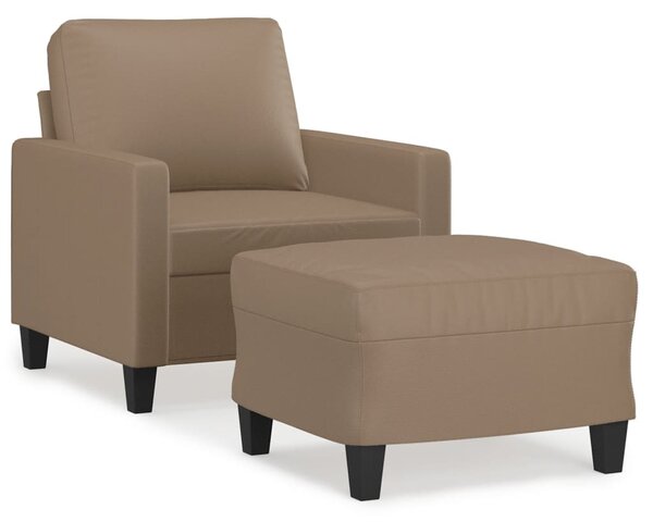 Křeslo s podnožkou cappuccino 60 cm umělá kůže 3201023