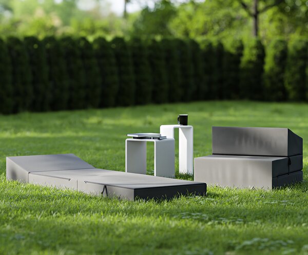 Rozkládací zahradní pohovka SUZI GARDEN ŠEDÁ voděodolná 70x200 výška 14 cm