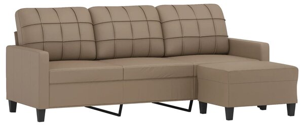 3místná pohovka s podnožkou cappuccino 180 cm umělá kůže 3201018