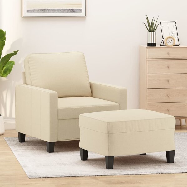 Křeslo s podnožkou krémové 60 cm textil 3201031