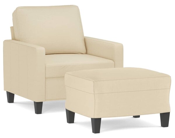 Křeslo s podnožkou krémové 60 cm textil 3201031