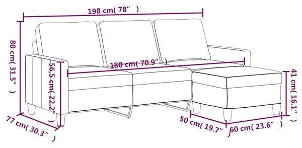 3místná pohovka s podnožkou černá 180 cm umělá kůže 3201024