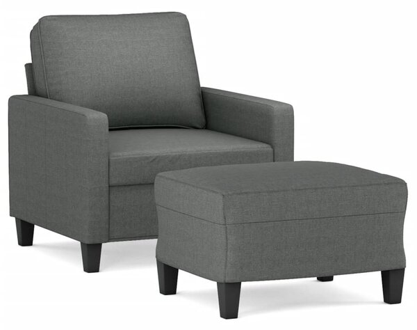 Křeslo s podnožkou tmavě šedé 60 cm textil 3201030