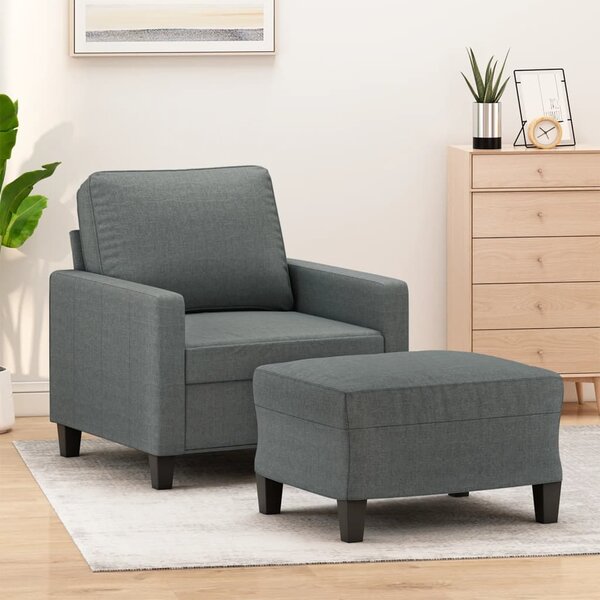 Křeslo s podnožkou tmavě šedé 60 cm textil 3201030