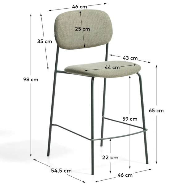 LÉTO -15% Kave Home Zelená barová židle Meli 65 cm