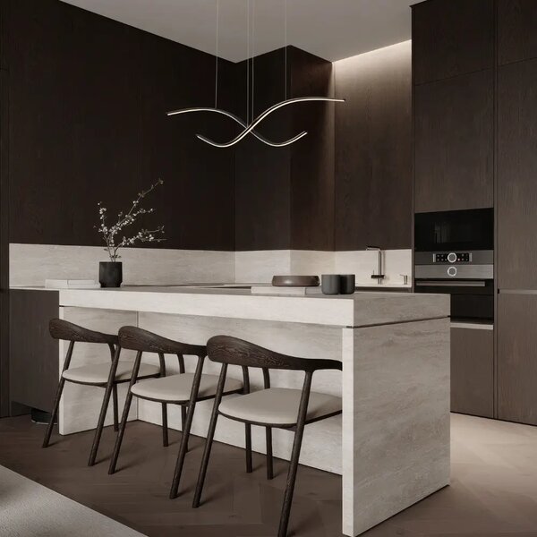 Nova Luce Černé kovové závěsné LED světlo Brio 115 cm