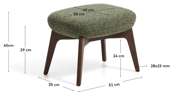 Kave Home Zelená čalouněná podnožka Adiran 51 x 40 cm