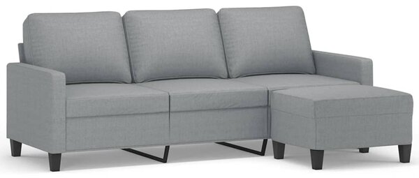 3místná pohovka s podnožkou světle šedá 180 cm textil 3201037