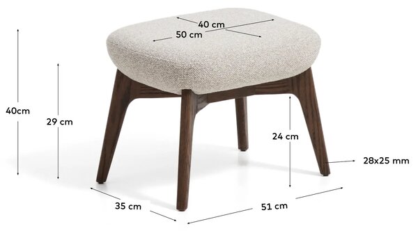 Kave Home Béžová čalouněná podnožka Adiran 51 x 40 cm