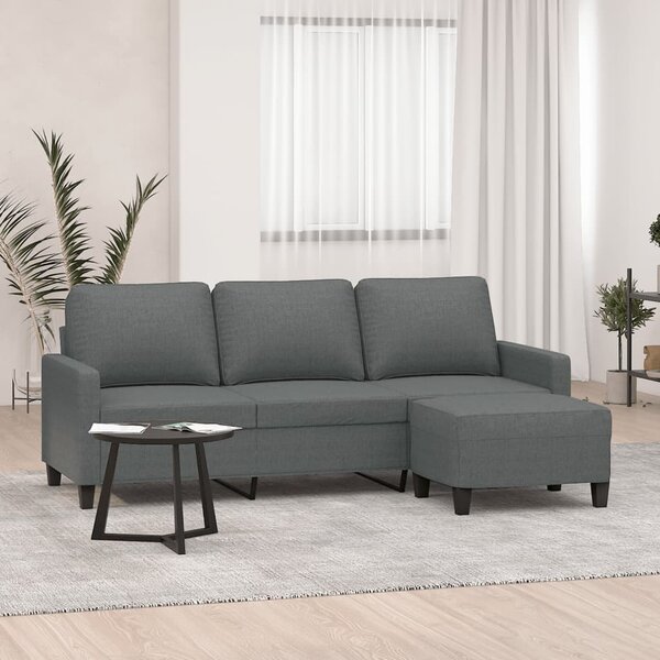 3místná pohovka s podnožkou tmavě šedá 180 cm textil 3201038