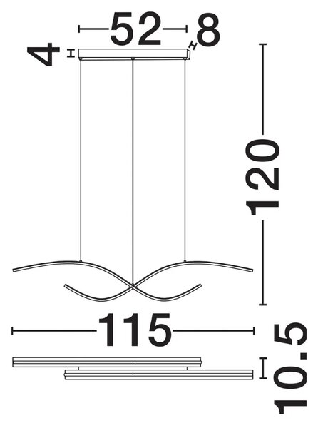 Nova Luce Černé kovové závěsné LED světlo Brio 115 cm