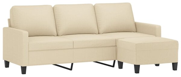 3místná pohovka s podnožkou krémová 180 cm textil 3201039