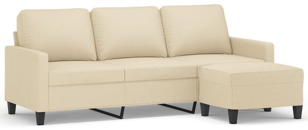 3místná pohovka s podnožkou krémová 180 cm textil 3201039