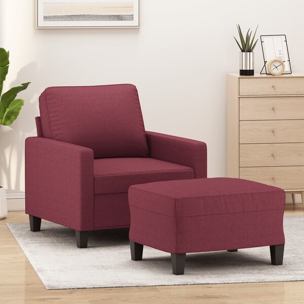 Křeslo s podnožkou vínové 60 cm textil 3201035