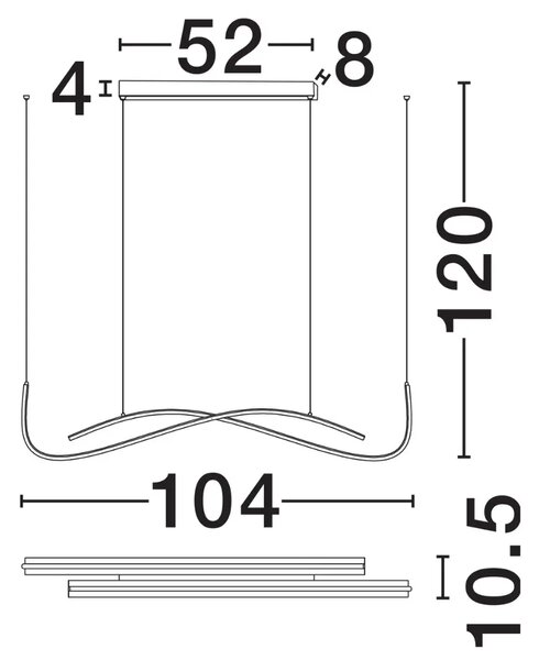 Nova Luce Černé kovové závěsné LED světlo Brio 104 cm