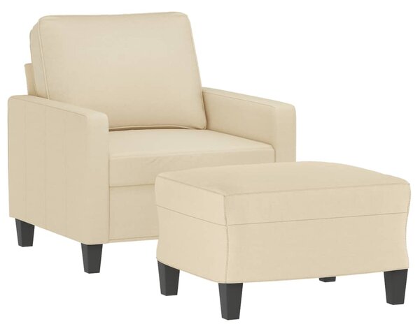 Křeslo s podnožkou krémové 60 cm textil 3201031