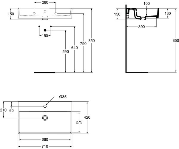 Ideal Standard Strada - Umyvadlo 710x420 mm, s přepadem, bílá K078201