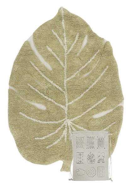 Khaki pratelný ručně tkaný bavlněný dětský koberec 75x100 cm Mini Monstera Olive – Lorena Canals
